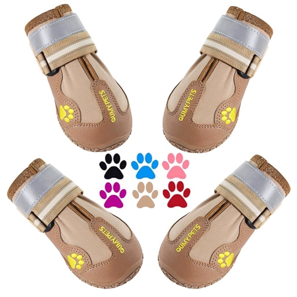 QUMY Dog Shoes Khaki Size 7 for Large Dogs